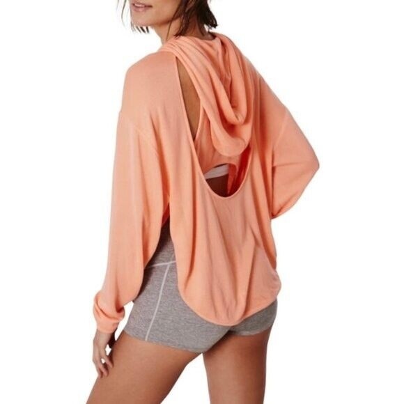 Free People Tops - Free People Orange￼ Back Into It Hoodie￼ Cut Out Relaxed Soft Sz Xs ￼